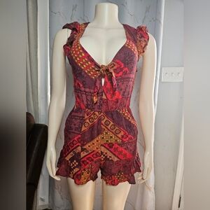 BCBGMaxAzria Burgundy & Mustard Printed Top